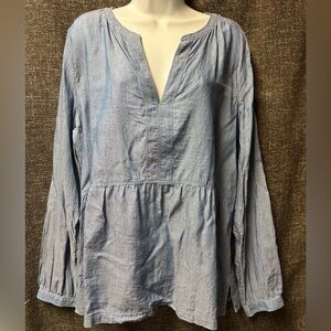 Loft Chambray Peasant Top